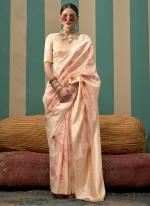 Linen Light Peach Festival Wear Weaving Saree